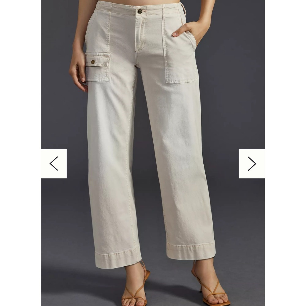 Wide Leg Cargo Pants Utility Pockets Neutral‎ Trousers - Picture 2 of 5